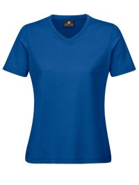Blau Damen T-Shirt mit V-Ausschnitt, tailliert, für Beruf & Freizeit